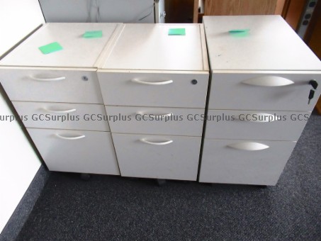 Picture of 3 White Pedestal Cabinets