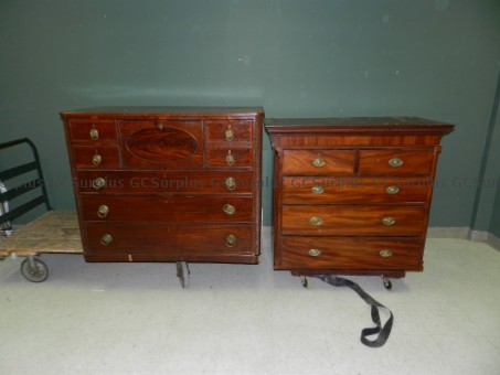 Picture of Two Antique Wooden Dressers - 
