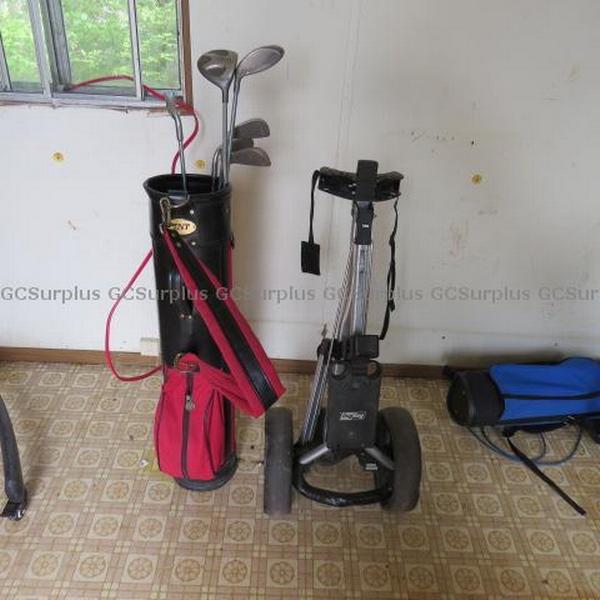 Picture of Golf Clubs and Pull Cart