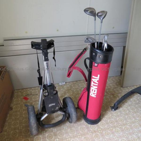 Picture of Golf Clubs and Pull Cart