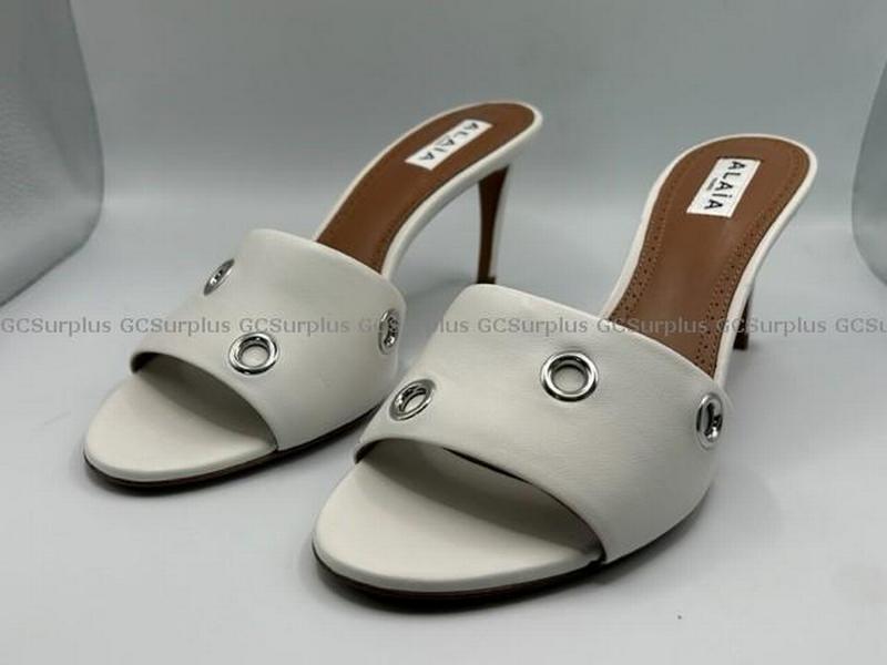Picture of Alaia White Oeillets Mules San